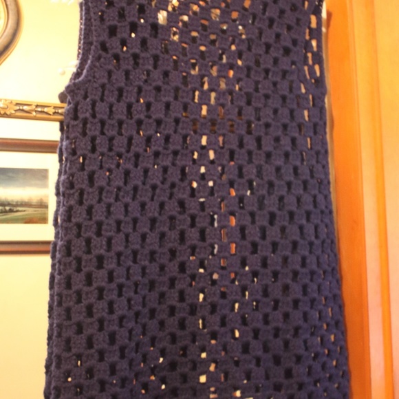 HANDMADE VINTAGE CROCHET LONG VEST(OSFM) - Picture 4 of 4